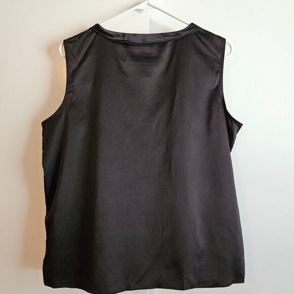 Talbot's Satin Sleeveless Blouse w/Classy Ruffle Accent - Size Petite L - Picture 2 of 9
